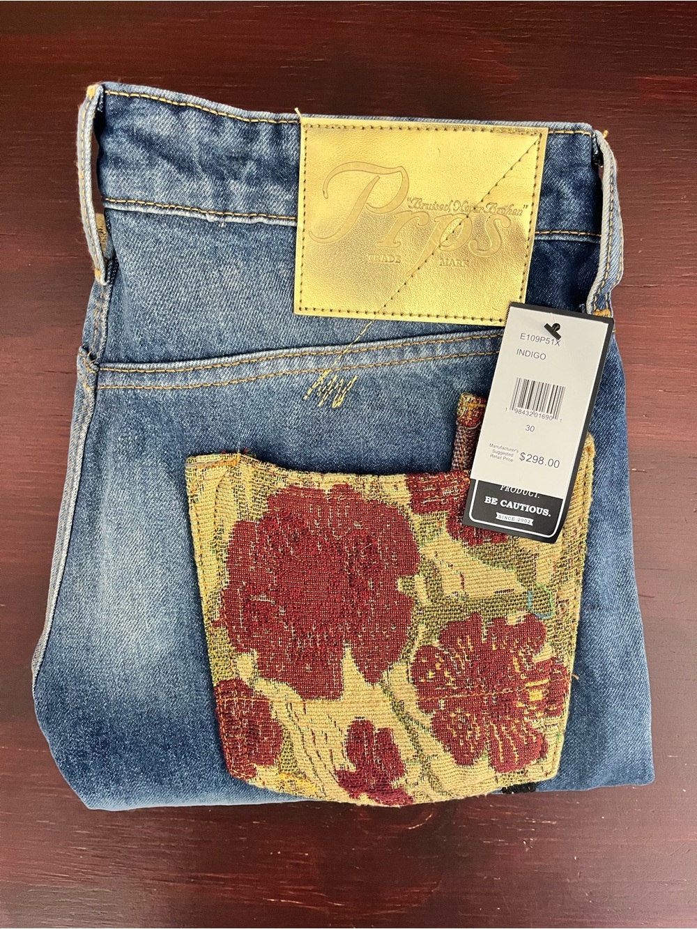 PRPS Deer Valley Tapestry Jeans Men’s 30x34 Barracuda Relaxed Fit  Indigo $298
